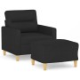 Black fabric armchair with stool 60 cm by , Sofas - Ref: Foro24-3201069, Price: 196,99 €, Discount: %