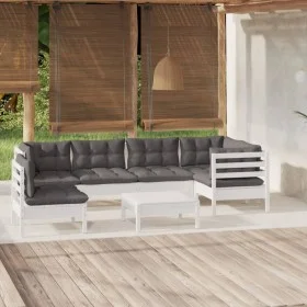 Garden furniture 7 pieces with white pine wood cushions by , Garden sets - Ref: Foro24-3096425, Price: 579,60 €, Discount: %