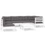 Gartenmöbel 7-teilig mit Kissen aus weißem Kiefernholz von , Gartensets - Ref: Foro24-3096425, Preis: 579,59 €, Rabatt: %