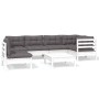 Muebles de jardín 7 pzas con cojines blanco madera de pino de , Conjuntos de jardín - Ref: Foro24-3096425, Precio: 587,02 €, ...