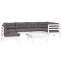 Gartenmöbel 7-teilig mit Kissen aus weißem Kiefernholz von , Gartensets - Ref: Foro24-3096425, Preis: 579,59 €, Rabatt: %