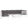 Muebles de jardín 7 pzas con cojines blanco madera de pino de , Conjuntos de jardín - Ref: Foro24-3096425, Precio: 587,02 €, ...