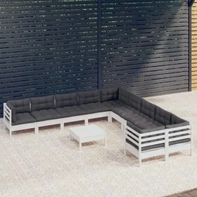 Gartenmöbel 11-teilig und Kissen aus weißem Kiefernholz von , Gartensets - Ref: Foro24-3097014, Preis: 933,47 €, Rabatt: %