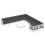 Muebles de jardín 11 pzas y cojines blanco madera de pino de , Conjuntos de jardín - Ref: Foro24-3097014, Precio: 933,37 €, D...