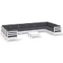 Gartenmöbel 11-teilig mit Kissen aus weißem Kiefernholz von , Gartensets - Ref: Foro24-3097338, Preis: 933,37 €, Rabatt: %