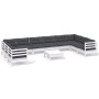 Gartenmöbel 11-teilig mit Kissen aus weißem Kiefernholz von , Gartensets - Ref: Foro24-3097338, Preis: 945,34 €, Rabatt: %