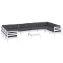 Garden furniture 11 pieces with white pine wood cushions by , Garden sets - Ref: Foro24-3097338, Price: 945,34 €, Discount: %