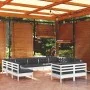 Muebles de jardín 11 pzas y cojines blanco madera maciza pino de , Conjuntos de jardín - Ref: Foro24-3097260, Precio: 947,43 ...