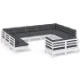 Gartenmöbel 11-teilig und weiße Kissen aus massivem Kiefernholz von , Gartensets - Ref: Foro24-3097260, Preis: 947,43 €, Raba...