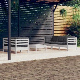 Muebles de jardín 6 pzas con cojines antracita madera de pino Muebles de jardín 6 pzas con cojines antracita madera de pino