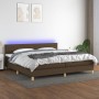 Box spring bed with LED mattress dark brown fabric 200x200 cm by , Beds and slatted bases - Ref: Foro24-3133824, Price: 604,2...