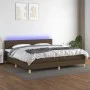 Cama box spring con colchón LED tela marrón oscuro 200x200 cm de , Camas y somieres - Ref: Foro24-3133824, Precio: 593,98 €, ...