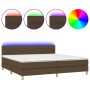 Box spring bed with LED mattress dark brown fabric 200x200 cm by , Beds and slatted bases - Ref: Foro24-3133824, Price: 604,2...