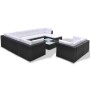 Set muebles de jardín 10 piezas y cojines ratán sintético negro