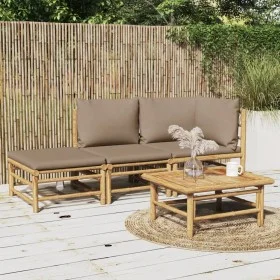 3-piece bamboo garden furniture set with taupe gray cushions by , Garden sets - Ref: Foro24-3155140, Price: 343,31 €, Discoun...