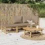 3-teiliges Gartenmöbel-Set aus Bambus mit taupegrauen Kissen von , Gartensets - Ref: Foro24-3155140, Preis: 343,54 €, Rabatt: %