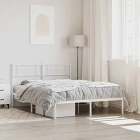 Metal bed frame with white headboard 120x190 cm by , Beds and slatted bases - Ref: Foro24-355313, Price: 93,52 €, Discount: %