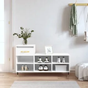 Glossy white plywood shoe cabinet 102x36x60 cm by , Shoe racks and shoe organizers - Ref: Foro24-831358, Price: 49,66 €, Disc...