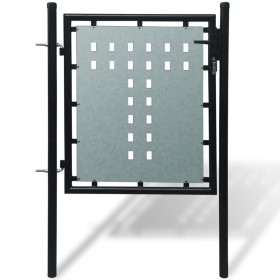 Puerta de valla de jardín negra 100x150 cm