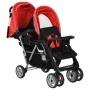 Tandem-Kinderwagen aus rotem und schwarzem Stahl für 2 Kinder von vidaXL, Kinderwagen - Ref: Foro24-10111, Preis: 207,16 €, R...