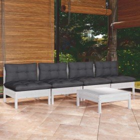 Muebles de jardín 5 pzas con cojines antracita madera de pino