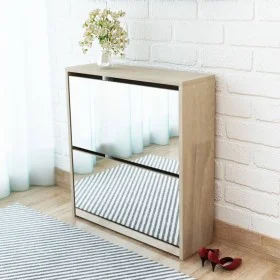 Mueble zapatero 2 compartimentos espejo color roble 63x17x67cm by vidaXL, Shoe racks and shoe organizers - Ref: Foro24-243045...
