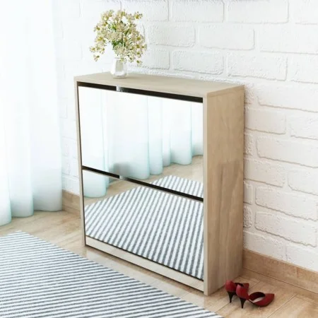 Mueble zapatero 2 compartimentos espejo color roble 63x17x67cm by vidaXL, Shoe racks and shoe organizers - Ref: Foro24-243045...