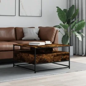 Smoked oak engineered wood coffee table 80x80x45 cm by , Coffee table - Ref: Foro24-835291, Price: 83,02 €, Discount: %