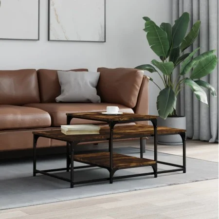 Smoked oak engineered wood coffee table 102x60x45 cm by , Coffee table - Ref: Foro24-835316, Price: 45,25 €, Discount: %