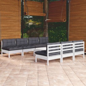 Muebles de jardín 8 piezas con cojines antracita madera pino Muebles de jardín 8 piezas con cojines antracita madera pino