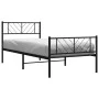 Bed frame with headboard and black metal footboard 90x190 cm by , Beds and slatted bases - Ref: Foro24-372189, Price: 64,83 €...