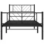 Bed frame with headboard and black metal footboard 90x190 cm by , Beds and slatted bases - Ref: Foro24-372189, Price: 64,83 €...