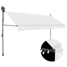 Toldo manual retráctil con LED crema 400 cm Toldo manual retráctil con LED crema 400 cm