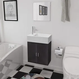 Conjunto de mueble y lavabo 3 piezas negro de vidaXL, Muebles de baño - Ref: Foro24-272227, Precio: 148,94 €, Descuento: %