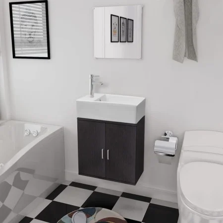 Set of furniture and sink 3 pieces black by vidaXL, Bathroom furniture - Ref: Foro24-272227, Price: 148,94 €, Discount: %