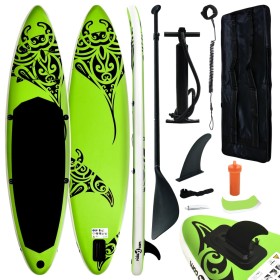Juego de tabla de paddle surf hinchable verde 320x76x15 cm