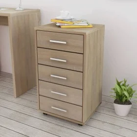 Bürokommode mit Rollen, 5 eichenfarbene Schubladen von vidaXL, Schließfächer und Lagerschränke - Ref: Foro24-243063, Preis: 1...