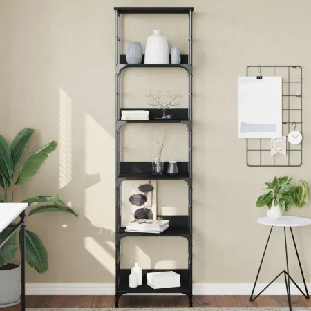 Schwarzes Holzwerkstoffregal 50 x 33 x 188,5 cm von , Bücherregale und Regale - Ref: Foro24-835279, Preis: 68,70 €, Rabatt: %