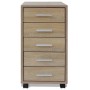 Office chest of drawers with wheels 5 oak-colored drawers by vidaXL, Lockers and storage cabinets - Ref: Foro24-243063, Price...