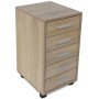 Office chest of drawers with wheels 5 oak-colored drawers by vidaXL, Lockers and storage cabinets - Ref: Foro24-243063, Price...