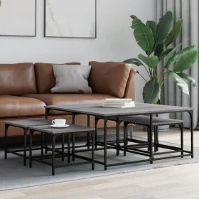 Mesas de centro apilables 5 pzas madera ingeniería gris Sonoma by , Coffee table - Ref: Foro24-835337, Price: 109,77 €, Disco...