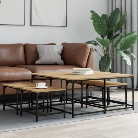 Mesas de centro apilables 5 pzas madera ingeniería roble Sonoma de , Mesas de centro - Ref: Foro24-835335, Precio: 77,61 €, D...