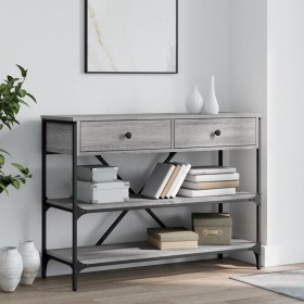 Console table with drawers shelves engineered wood Sonoma gray by , Side tables - Ref: Foro24-833406, Price: 105,78 €, Discou...
