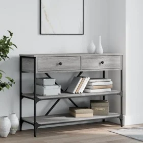 Console table with drawers shelves engineered wood Sonoma gray by , Side tables - Ref: Foro24-833406, Price: 104,16 €, Discou...
