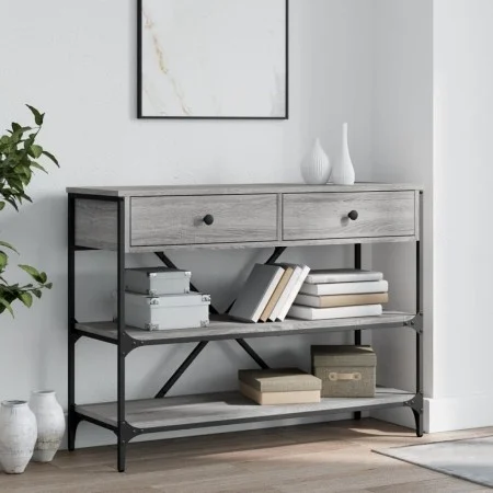 Console table with drawers shelves engineered wood Sonoma gray by , Side tables - Ref: Foro24-833406, Price: 104,16 €, Discou...