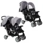 Tandem-Kinderwagen aus grauem und schwarzem Stahl für 2 Kinder von vidaXL, Kinderwagen - Ref: Foro24-10113, Preis: 202,87 €, ...