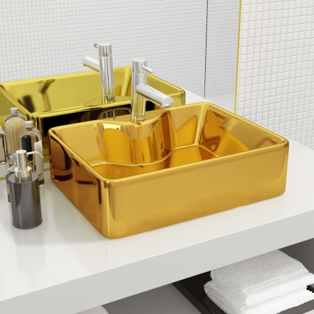 Lavabo con orificio para grifo 48x37x13,5 cm cerámica dorado by , Sinks - Ref: Foro24-143486, Price: 101,24 €, Discount: %