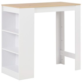 Mesa alta de cocina con estantería blanca 110x50x103 cm