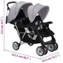 Tandem steel gray and black stroller for 2 children by vidaXL, Baby strollers - Ref: Foro24-10113, Price: 199,84 €, Discount: %