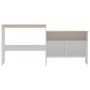 Hoher Bartisch mit 2 Tischplatten in Weiß und Eiche, 130x40x120 cm. von , Küchen- und Esstische - Ref: Foro24-280220, Preis: ...
